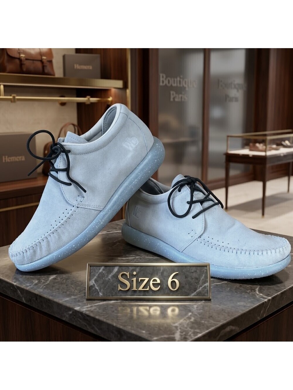 Worldboots Size 6 Mens Moccasin Sneakers 100% Leather Suede Light Blue